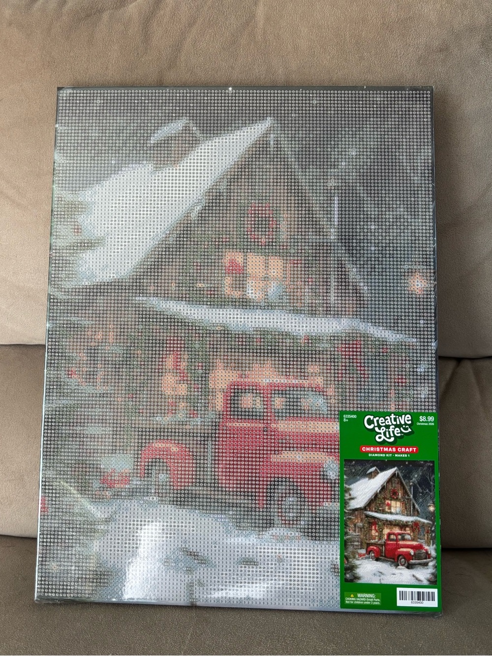 Vintage Red Truck Winter Cabin Diamond Art Canvas